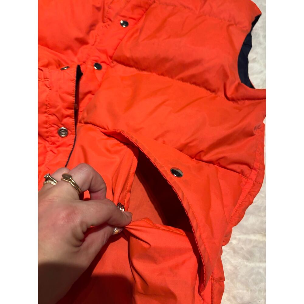 Vintage Reversible Down Puffer Vest Men's Large Navy Orange Colorblock 80s - Picture 4 of 6